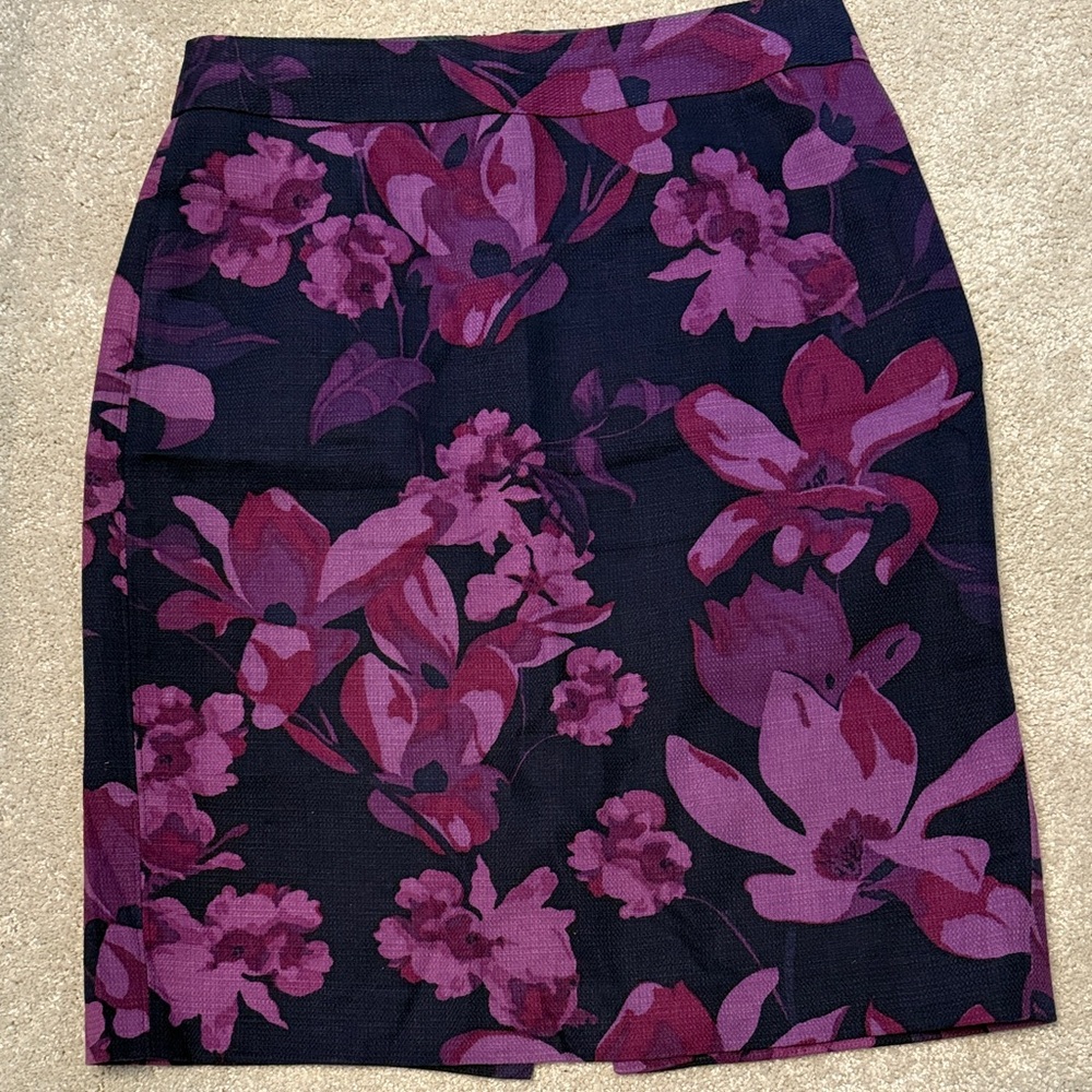 Banana Republic Floral Pencil Skirt - Purple and Black